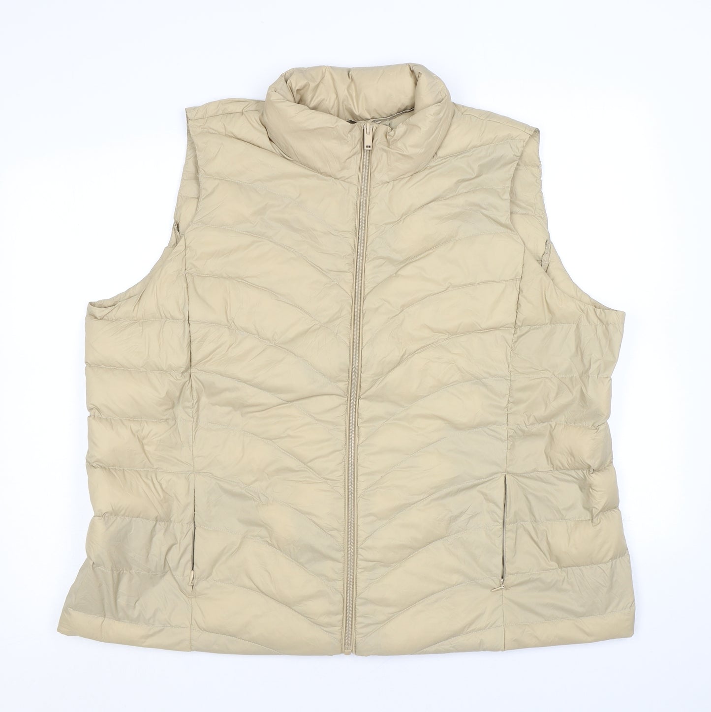 Marks and Spencer Womens Beige Gilet Jacket Size 22 Zip