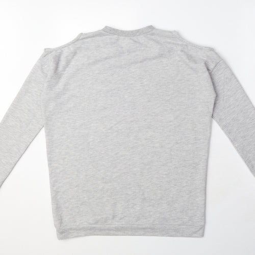 River Island Girls Grey Cotton Pullover Sweatshirt Size 11-12 Years Pullover