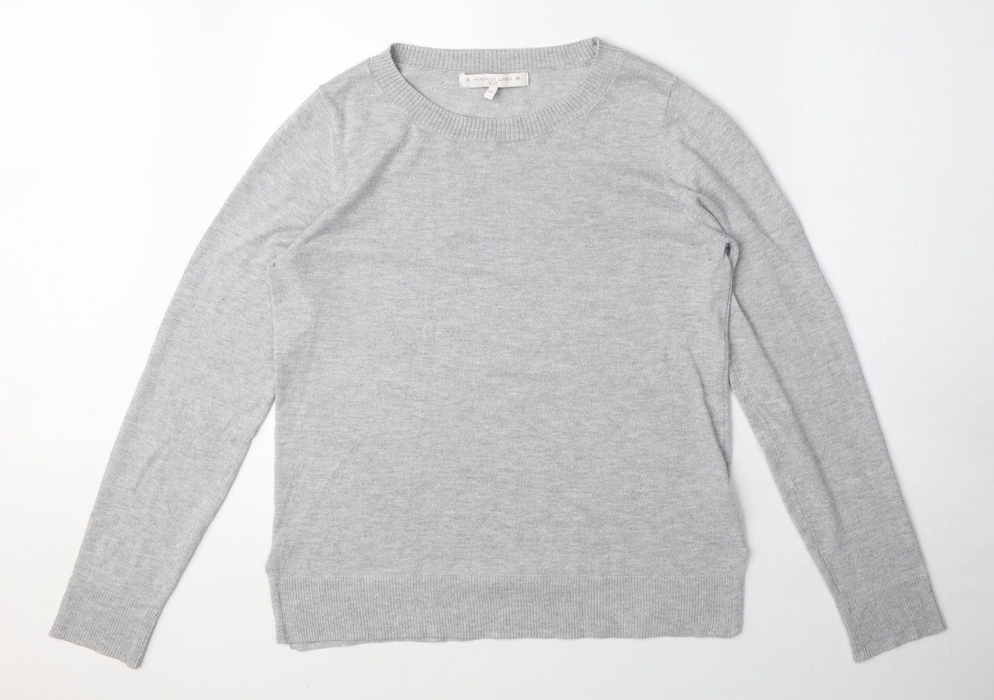 NEXT Womens Grey Round Neck Polyester Pullover Jumper Size 10