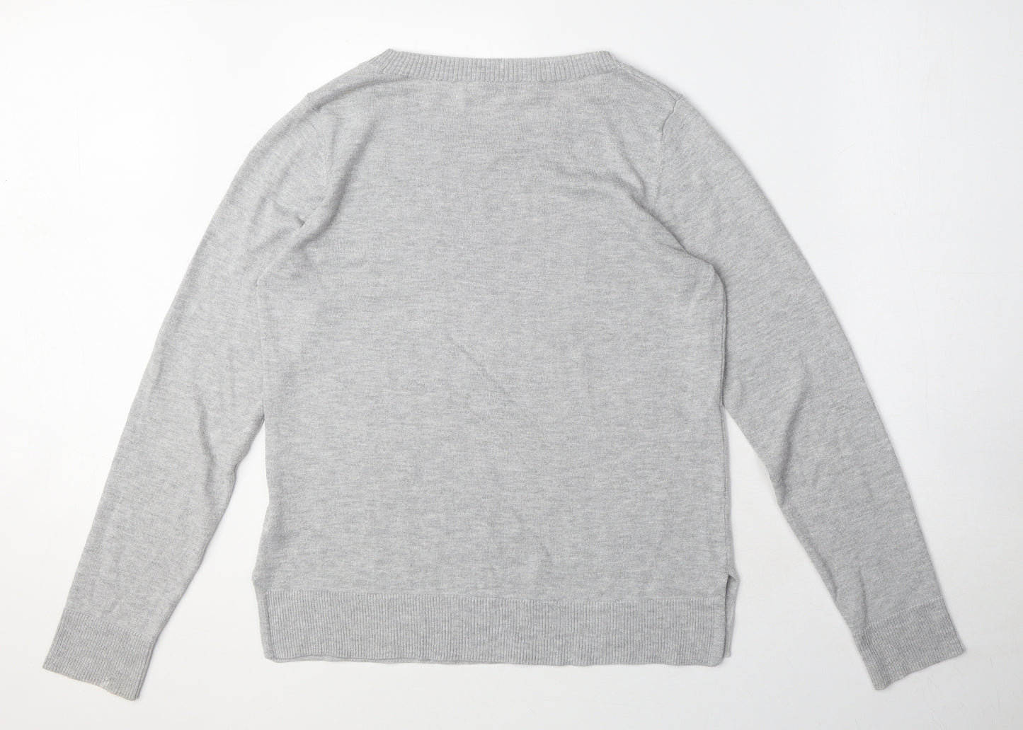 NEXT Womens Grey Round Neck Polyester Pullover Jumper Size 10