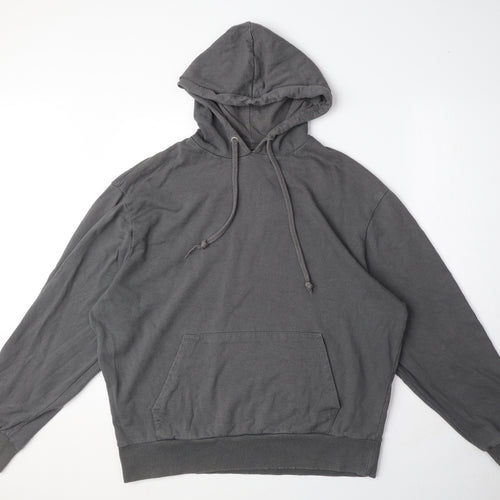 COLLUSION Mens Grey Cotton Pullover Hoodie Size M - Pocket