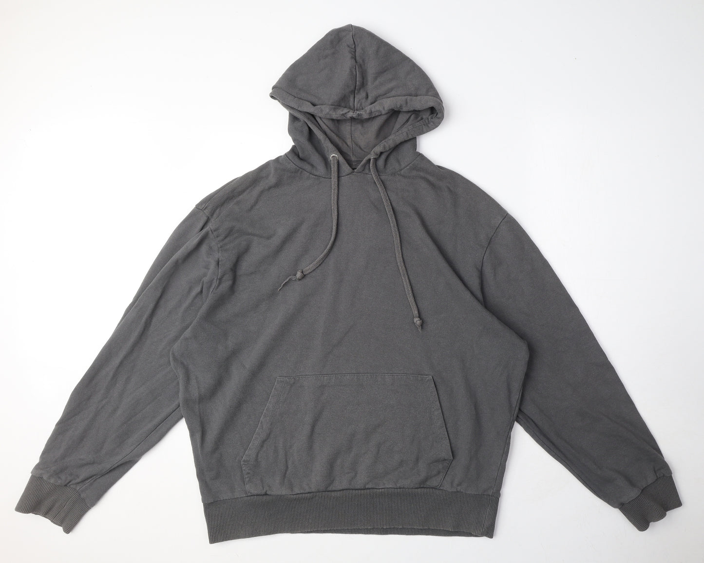 COLLUSION Mens Grey Cotton Pullover Hoodie Size M - Pocket