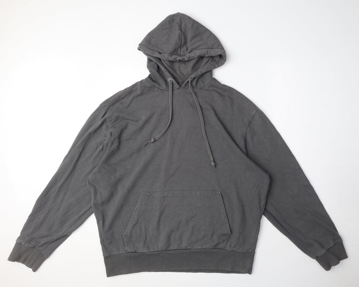 COLLUSION Mens Grey Cotton Pullover Hoodie Size M - Pocket