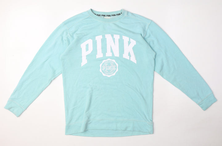 PINK Womens Blue Cotton Pullover Sweatshirt Size XS Pullover