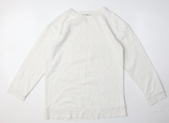Zara Womens White Polyester Pullover Sweatshirt Size S Pullover