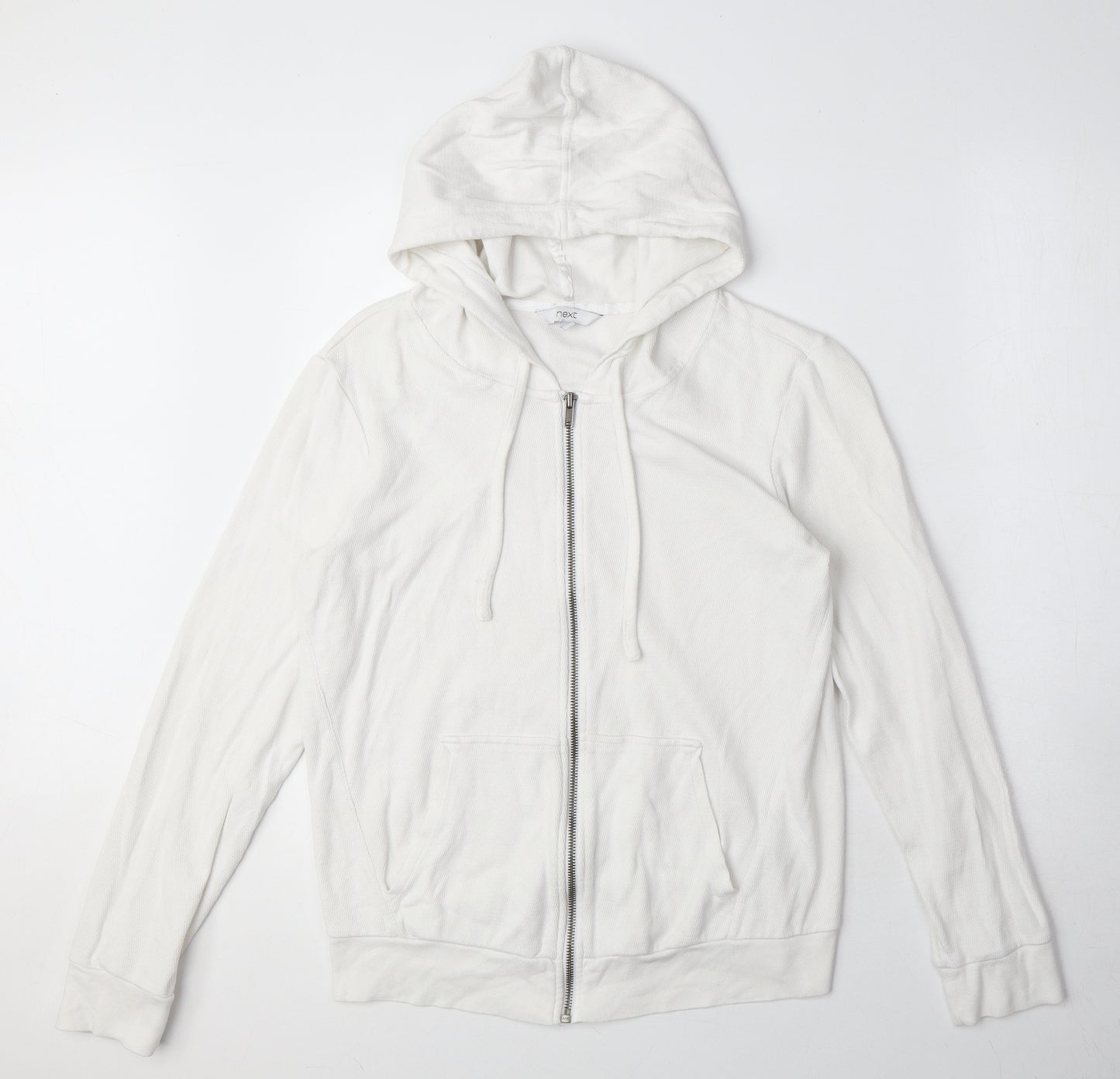 NEXT Womens White 100% Cotton Full Zip Hoodie Size 10 Zip