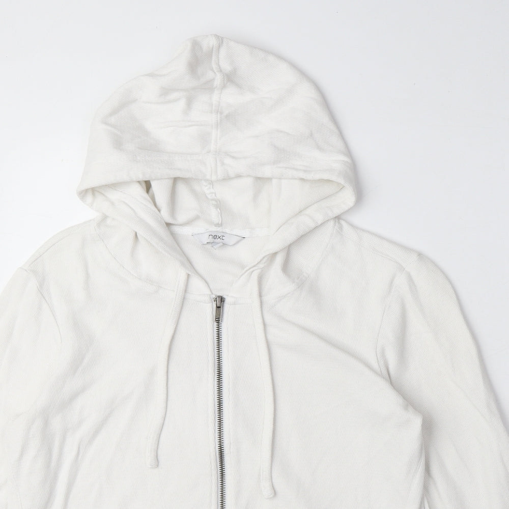 NEXT Womens White 100% Cotton Full Zip Hoodie Size 10 Zip