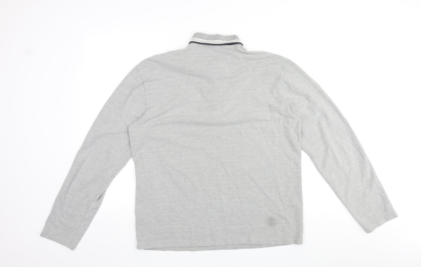 HUGO BOSS Mens Grey Cotton Polo Size XL Collared Pullover