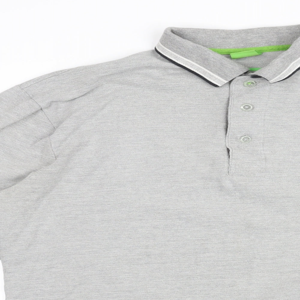 HUGO BOSS Mens Grey Cotton Polo Size XL Collared Pullover