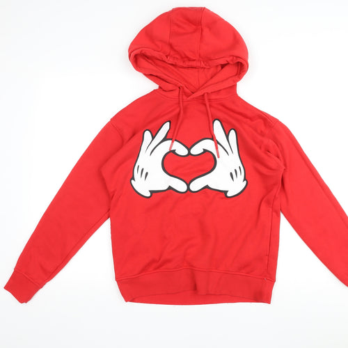 Disney Womens Red Polyester Pullover Hoodie Size XS Pullover