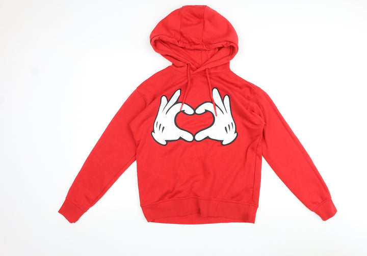 Disney Womens Red Polyester Pullover Hoodie Size XS Pullover