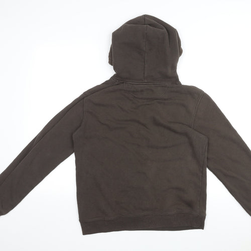 Brixton Mens Brown Cotton Pullover Hoodie Size S - Logo, Pocket, Drawstring