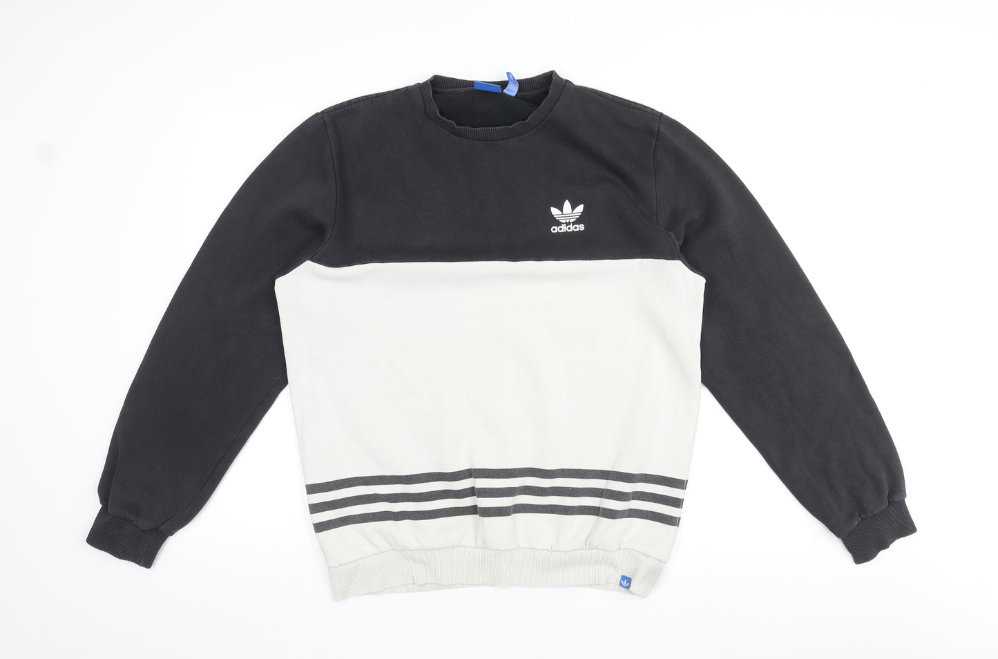 adidas Mens Black Cotton Pullover Sweatshirt Size M - Logo, 3 Stripes
