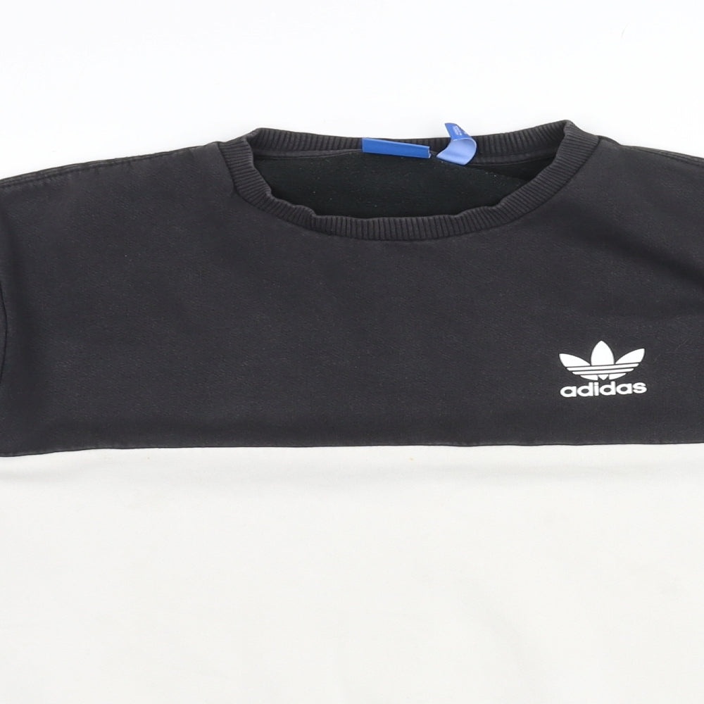 adidas Mens Black Cotton Pullover Sweatshirt Size M - Logo, 3 Stripes