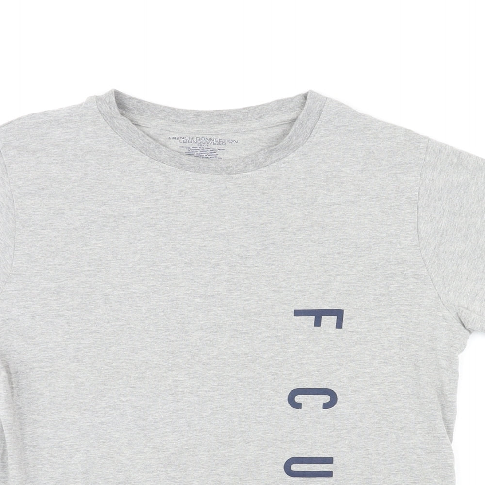 French Connection Mens Grey Cotton T-Shirt Size S Round Neck