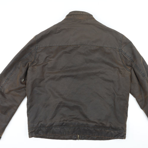 North Coast Mens Brown Biker Jacket Size L Zip