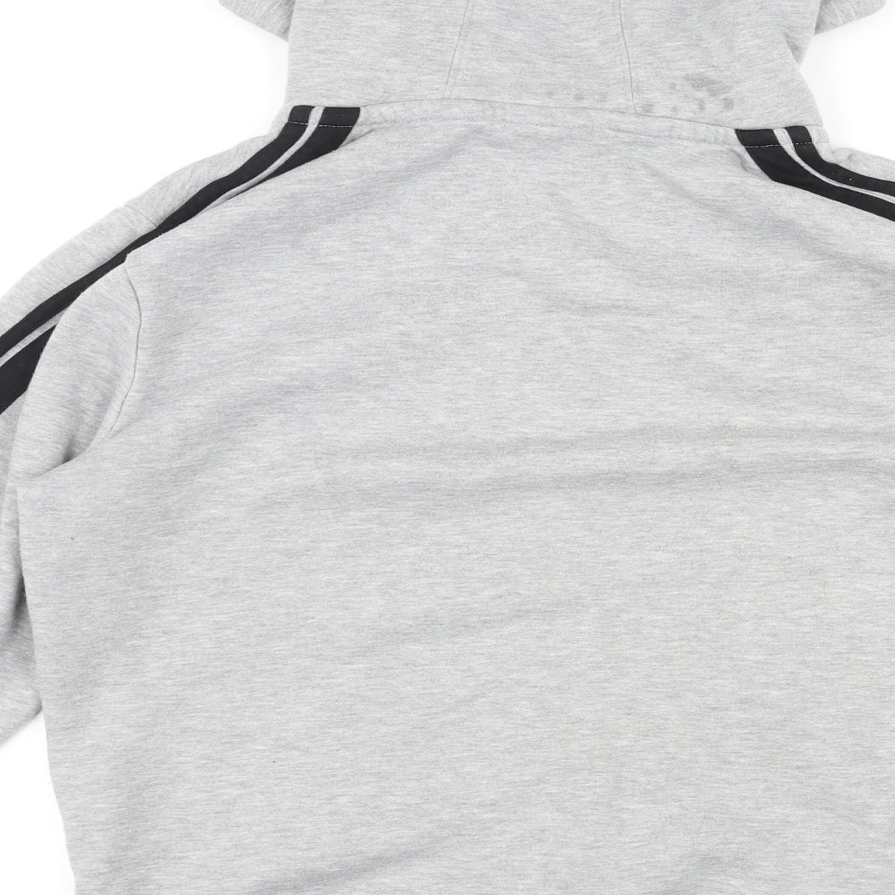 Lonsdale Mens Grey Polyester Full Zip Hoodie Size M - Logo, Pocket, Drawstring