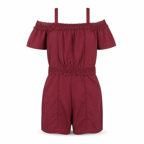 New Look Girls Red Polyester Playsuit One-Piece Size 14 Years L3 in Zip