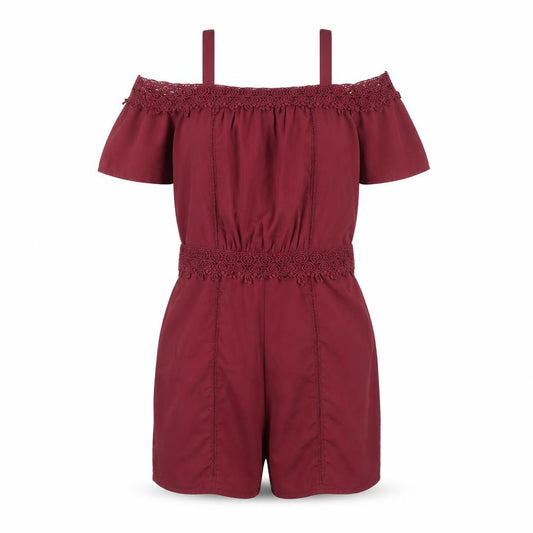 New Look Girls Red Polyester Playsuit One-Piece Size 14 Years L3 in Zip