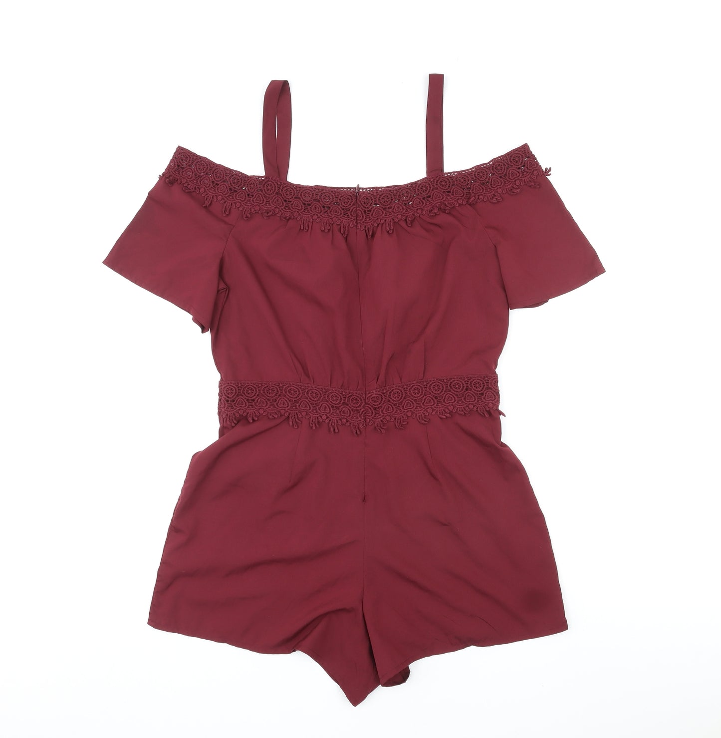 New Look Girls Red Polyester Playsuit One-Piece Size 14 Years L3 in Zip