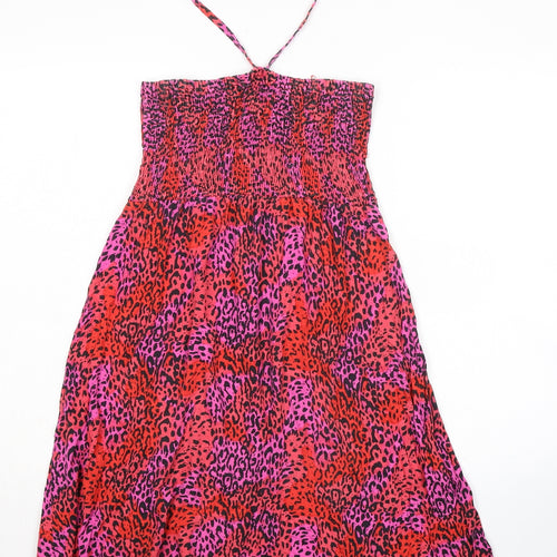 BHS Womens Multicoloured Animal Print Viscose Maxi Size M Halter Tie