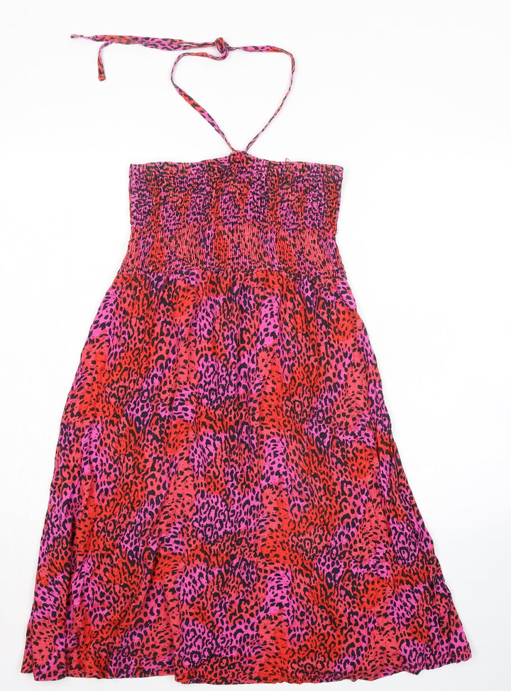 BHS Womens Multicoloured Animal Print Viscose Maxi Size M Halter Tie