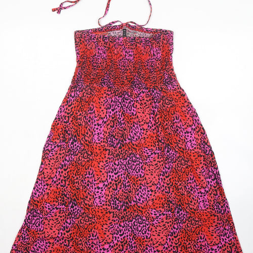BHS Womens Multicoloured Animal Print Viscose Maxi Size M Halter Tie
