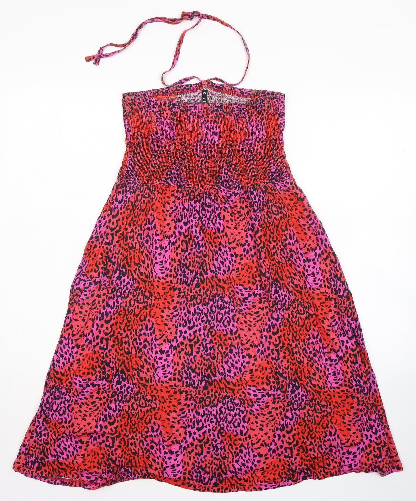 BHS Womens Multicoloured Animal Print Viscose Maxi Size M Halter Tie