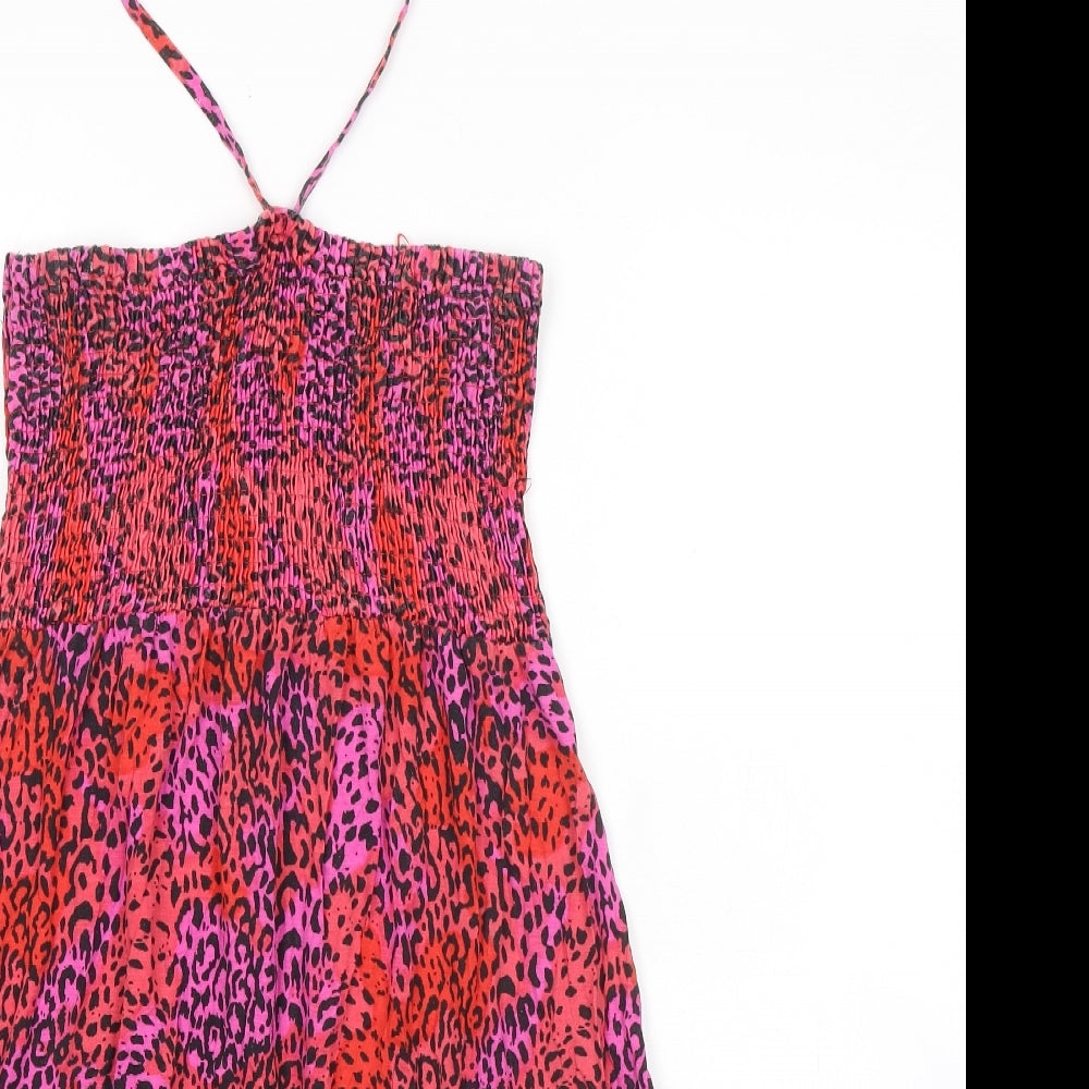 BHS Womens Multicoloured Animal Print Viscose Maxi Size M Halter Tie