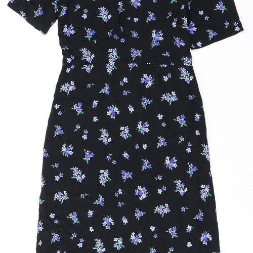 nobodyschild Womens Black Floral Viscose Maxi Size 10 Collared Button