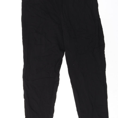 Divided by H&M Womens Black Herringbone Viscose Trousers Size 12 L29 in Regular