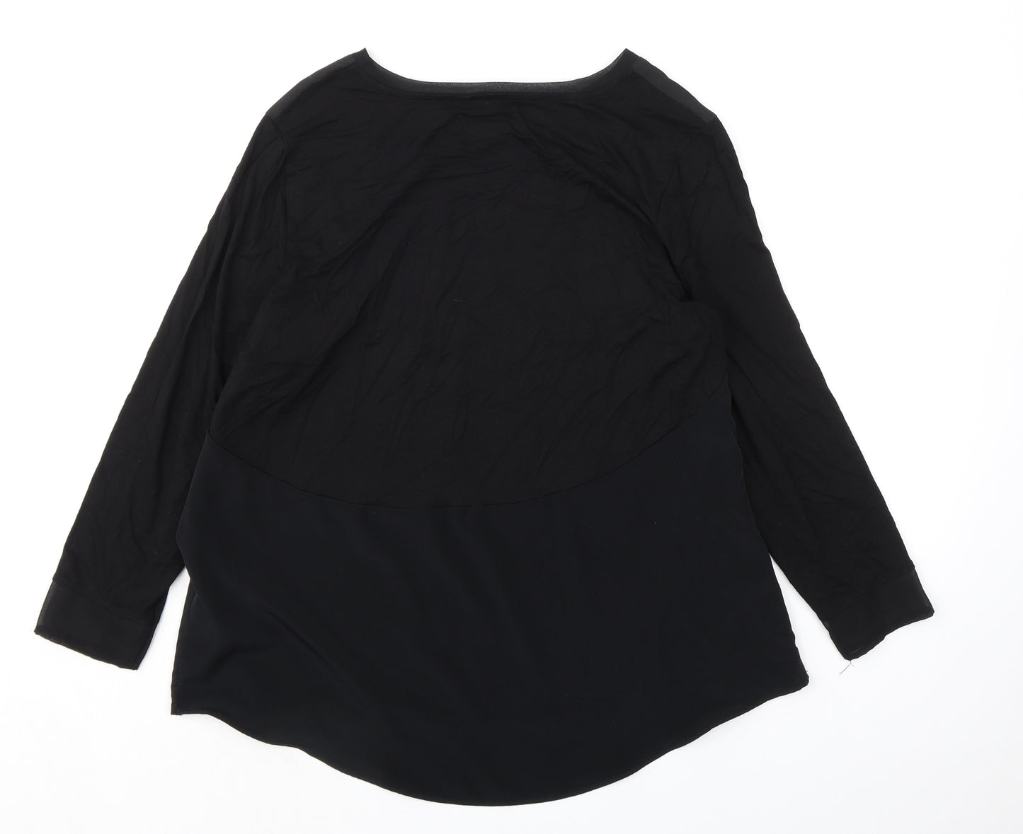 Coast Womens Black Viscose Basic T-Shirt Size 18 Round Neck - Floral Graphic