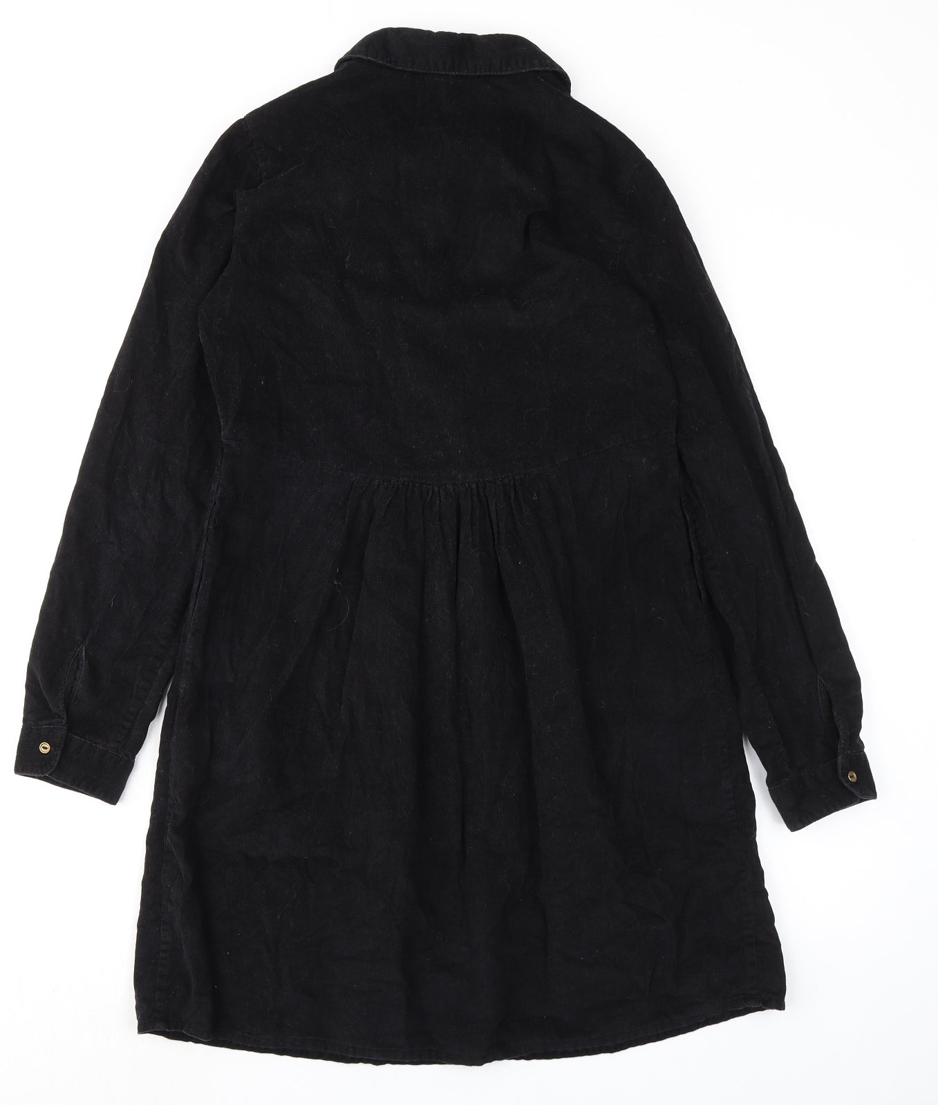 Fat Face Womens Black 100% Cotton Shirt Dress Size 8 Collared Button