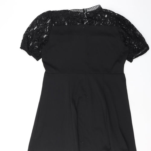 Oasis Womens Black Polyester Mini Size XL Round Neck Zip