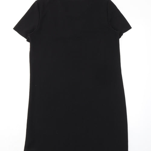 Zara Womens Black Geometric Polyester Kaftan Size S V-Neck Pullover
