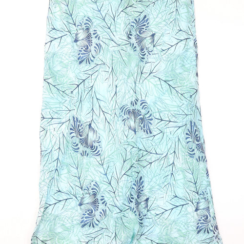 Cotswold Collections Womens Blue Geometric Linen A-Line Skirt Size 14 Zip