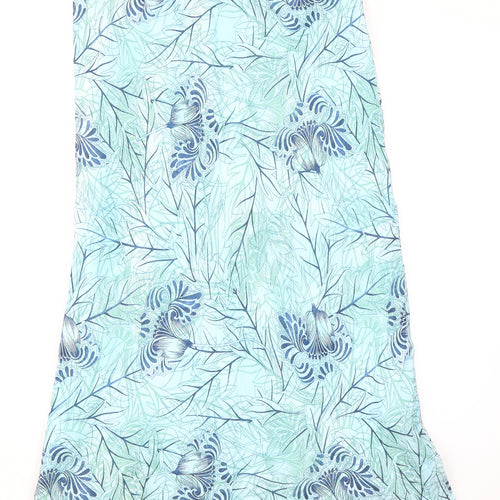 Cotswold Collections Womens Blue Geometric Linen A-Line Skirt Size 14 Zip