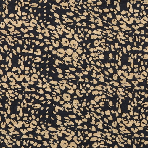 Whistles Womens Black Animal Print Cotton Basic T-Shirt Size S Round Neck - Leopard Print