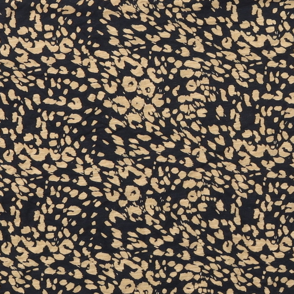 Whistles Womens Black Animal Print Cotton Basic T-Shirt Size S Round Neck - Leopard Print
