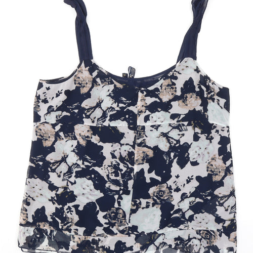 Gap Womens Blue Floral Polyester Camisole Tank Size XL Scoop Neck - Tie Back Detail