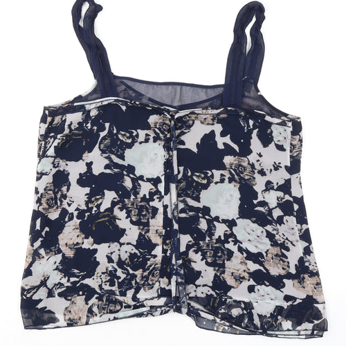 Gap Womens Blue Floral Polyester Camisole Tank Size XL Scoop Neck - Tie Back Detail