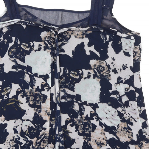 Gap Womens Blue Floral Polyester Camisole Tank Size XL Scoop Neck - Tie Back Detail