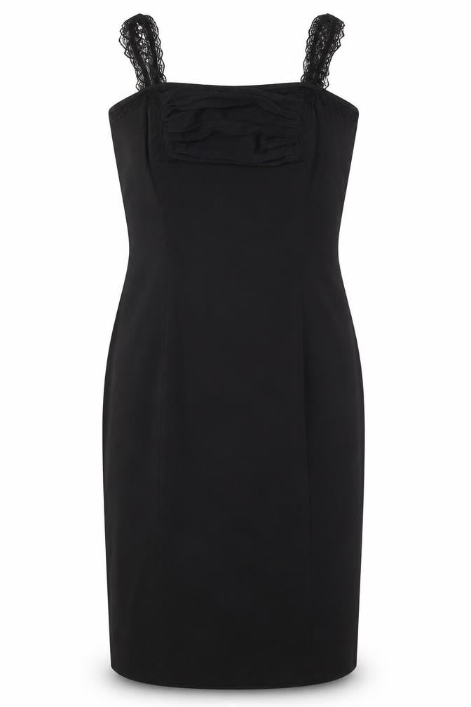 NAF NAF Womens Black Polyester Pencil Dress Size 12 Square Neck Zip