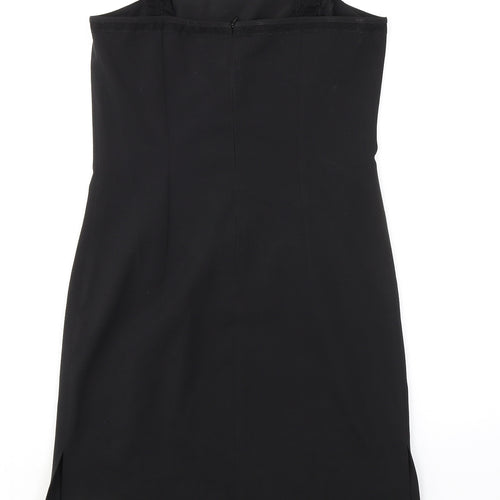 NAF NAF Womens Black Polyester Pencil Dress Size 12 Square Neck Zip