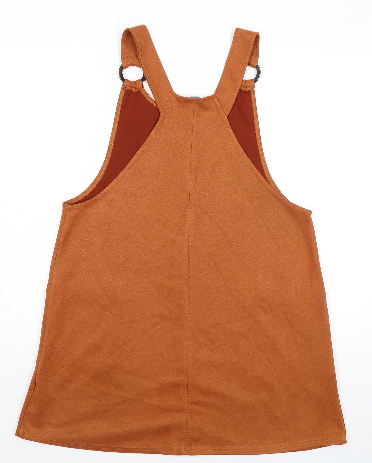 New Look Womens Orange Polyester Pinafore/Dungaree Dress Size 12 Round Neck Pullover