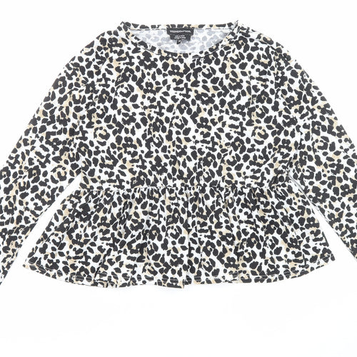 Wednesday's Girl Womens Beige Animal Print Polyester Basic T-Shirt Size M Round Neck - Leopard Print