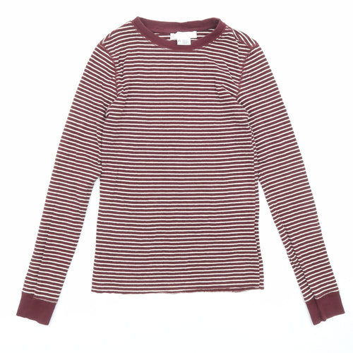 Cooperative Womens Purple Striped Cotton Basic T-Shirt Size XS Round Neck