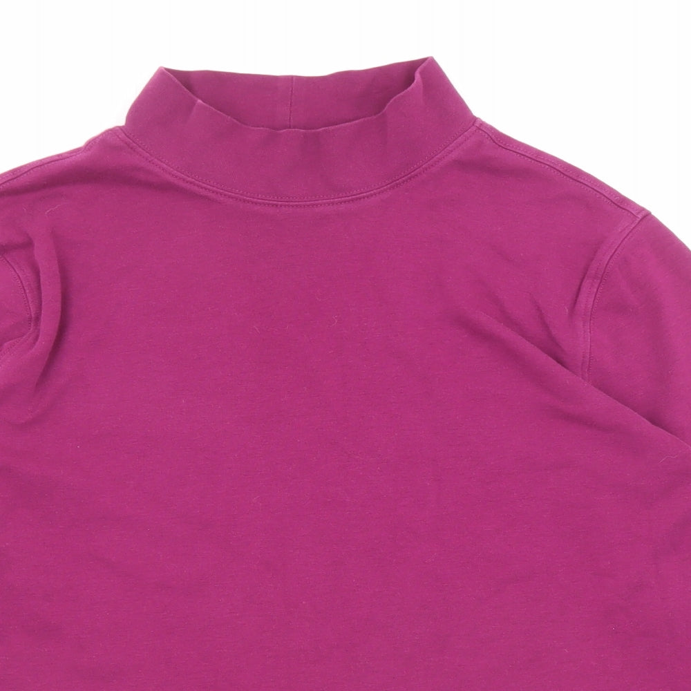 Lands' End Womens Purple Cotton Basic T-Shirt Size S Henley