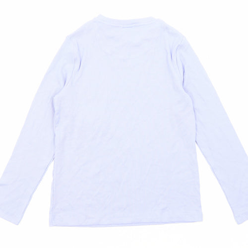 Marks and Spencer Girls Purple Cotton Basic T-Shirt Size 9-10 Years Round Neck Pullover