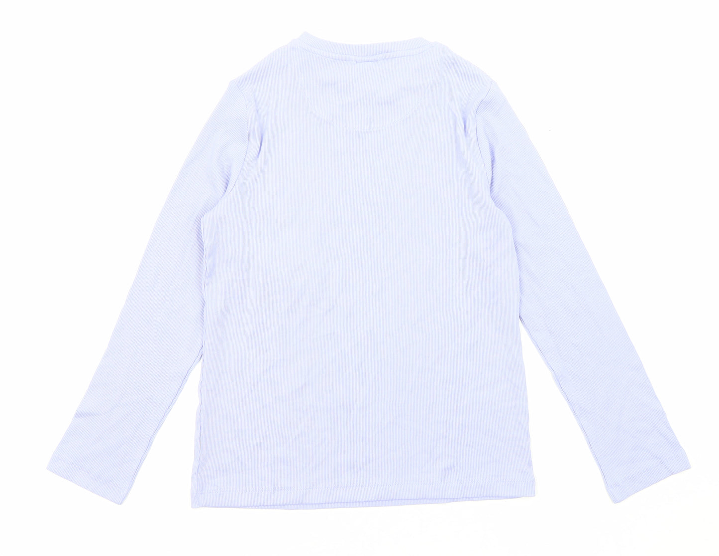 Marks and Spencer Girls Purple Cotton Basic T-Shirt Size 9-10 Years Round Neck Pullover